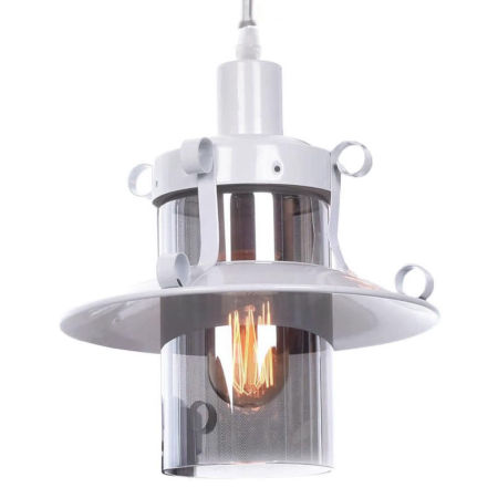 Szklana lampa wisząca CAPRI W1 biała metalowa industrialna regulowana