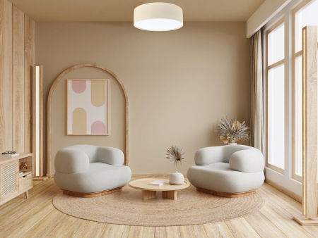 Lampa sufitowa lniana, plafon z tkaniny z lnu w stylu BOHO, kremowy abażur lniany z blendą - TEA