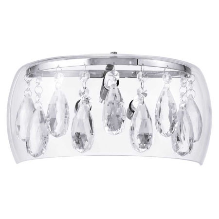 Nowoczesny, przezroczysty kinkiet z kryształkami i chromowanymi akcentami TOSSO CLEAR W1