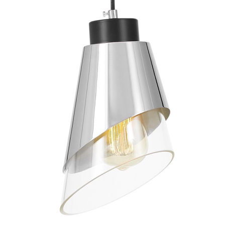 Nowoczesna, chromowana lampa wisząca, asymetryczna FABRO W1