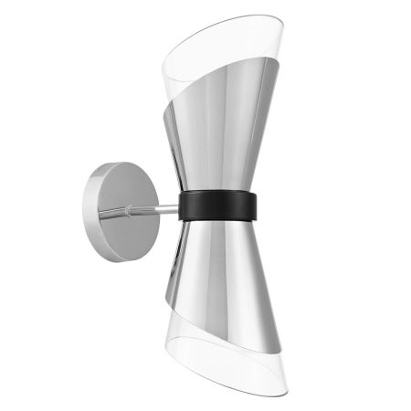 Designerski, chromowany kinkiet ze szklanym kloszem FABRO W2