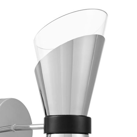 Designerski, chromowany kinkiet ze szklanym kloszem FABRO W2