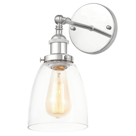 Szklany kinkiet z przezroczystym kloszem FABI W1 chromowany metalowy, industrialny styl