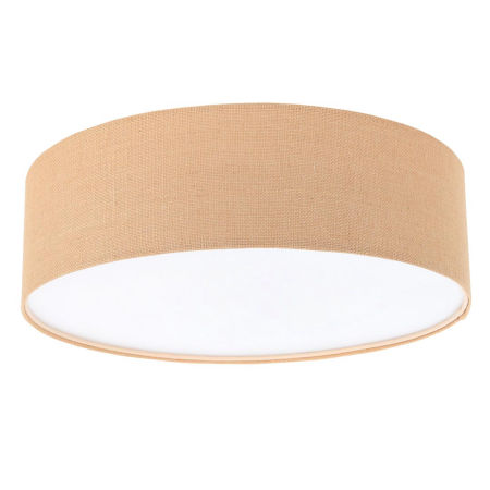 Lampa sufitowa jutowa, plafon w stylu BOHO, beżowy abażur jutowy z blendą - TIN