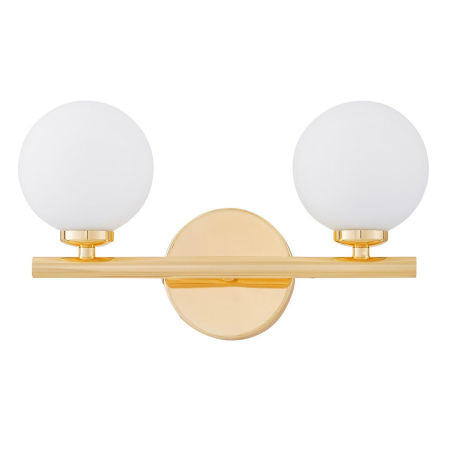 Złoty kinkiet, lampa ścienna MARSIADA W2 metalowa z dwoma szklanymi kloszami