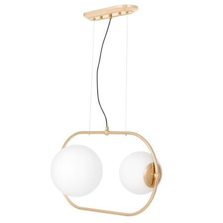 Stylowa, złota lampa wisząca z kulistymi białymi kloszami PANARI PRO