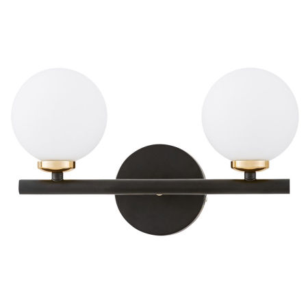 Czarno-złoty kinkiet z dwoma kulistymi kloszami MARSIADA W2