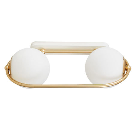 Złota, nowoczesna lampa ścienna, białe kuliste klosze PANARI W2