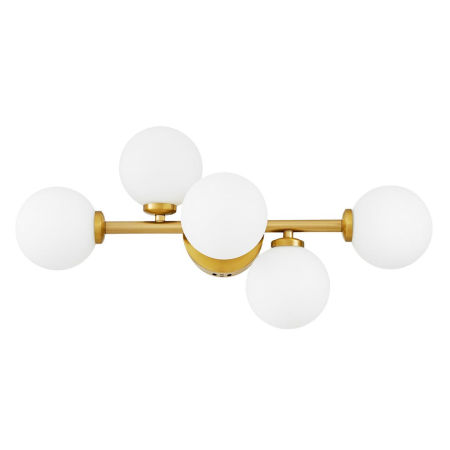 Elegancka, mosiężna lampa ścienna z białymi, szklanymi kloszami MARSIADA