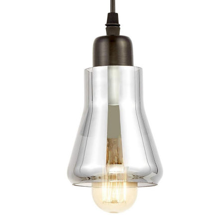 Dymiona lampa wisząca, szklana w czarnej oprawie, designerska BONIO