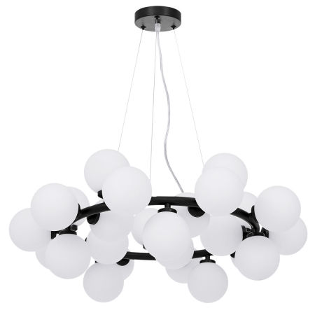 Czarna, elegancka lampa wisząca z białymi kloszami, wielopunktowa MARSIADA