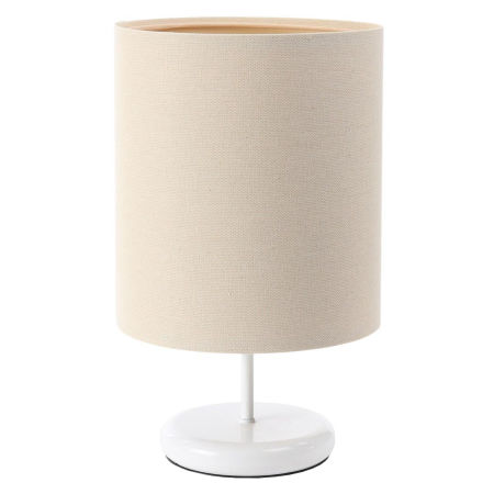 Kremowa lampka nocna z walcowym abażurem z lnianej tkaniny z beżowym wnętrzem BOHO
