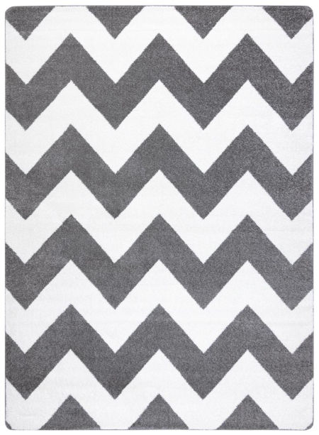 Jasny nowoczesny dywan w białe i szare zygzaki