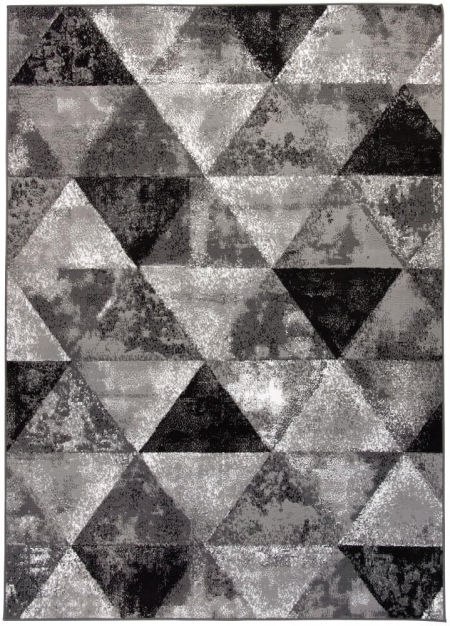 Młodzieżowy dywan w szare i czarne przecierane trójkąty Almas 03 modny nowoczesny