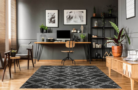 Młodzieżowy dywan w geometryczny wzór ciemnoszary Almas 25 do pokoju