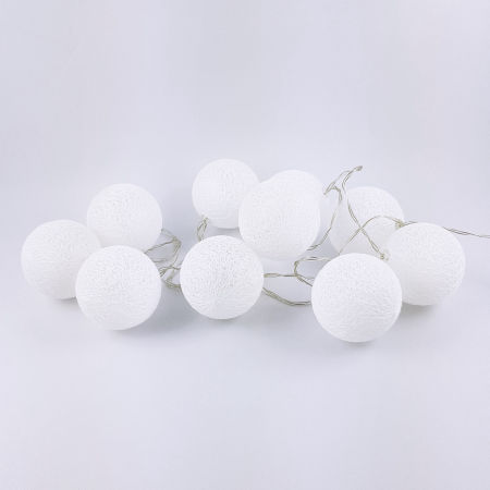 Lampki kule białe cotton balls LED 10 szt.