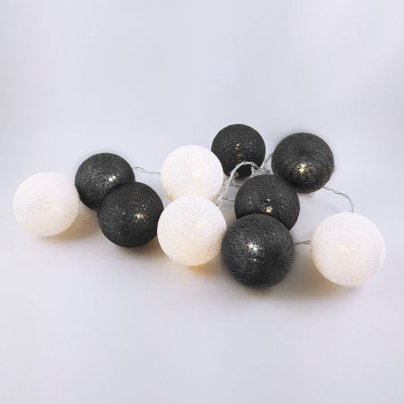 Lampki cotton balls biało szare LED 10 szt.