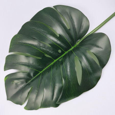 Sztuczny kwiat, liść monstera dziurawa, ciemnozielony do ozdoby