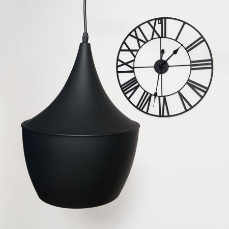 Duży zegar ścienny, czarny, metalowy w stylu loft, retro, vintage