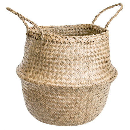 Ręcznie pleciony naturalny kosz z trawy morskiej, osłonka na doniczki w stylu boho