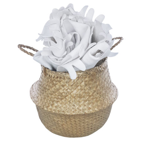 Ręcznie pleciony naturalny kosz z trawy morskiej, osłonka na doniczki w stylu boho