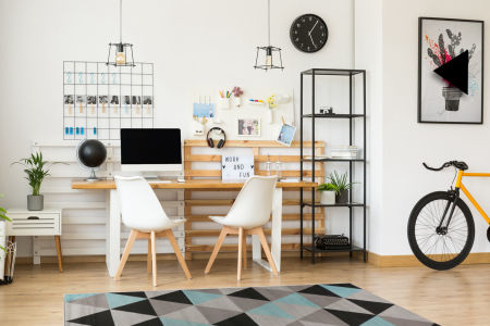 Kolorowy dywan młodzieżowy do sypialni w niebieskie, szare i czarne trójkąty Ice Stream 08