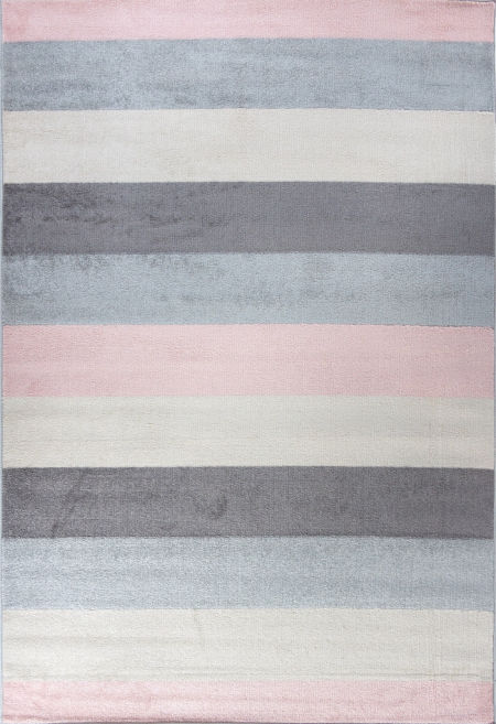 Kolorowy dywan dla dziewczynki w różowe i szare paski Pearl Waves 10