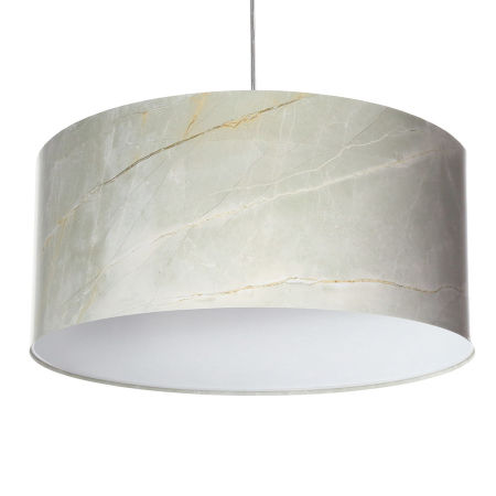 Szara lampa wisząca z walcowym kloszem z lateksu w marmurkowy wzór ze złotymi akcentami MARMUR GOLDEN GREY