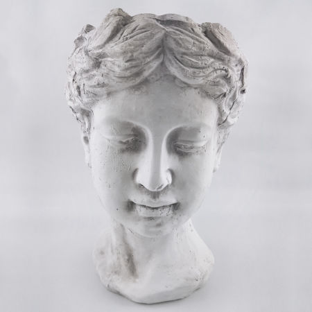 Betonowa osłonka na doniczkę - figura głowy greckiej bogini