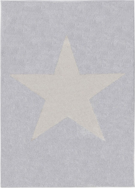 Szary dywan w beżową gwiazdę Lucky Star antyalergiczny, elegancki
