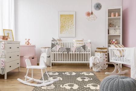 Brązowy dywan ozdobny dla dzieci w beżowe słoniki i kropki Safari