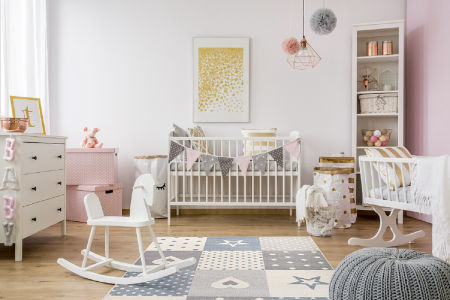 Dekoracyjny dywan dziecięcy niebiesko-szary w serca, gwiazdy, kropki Easy Shapes