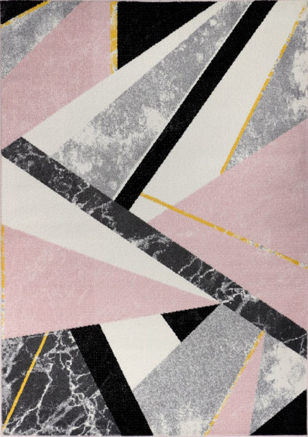 Abstrakcyjny dywan geometryczny z efektem marmuru Pink Abstract, styl nowoczesny