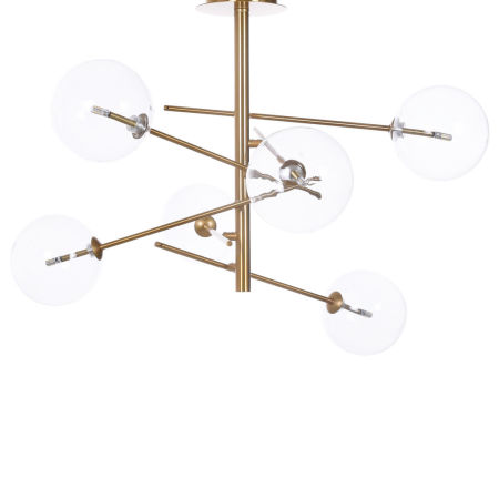 Mosiężna nowoczesna lampa sufitowa BERGAMO W6 z przezroczystymi szklanymi kloszami