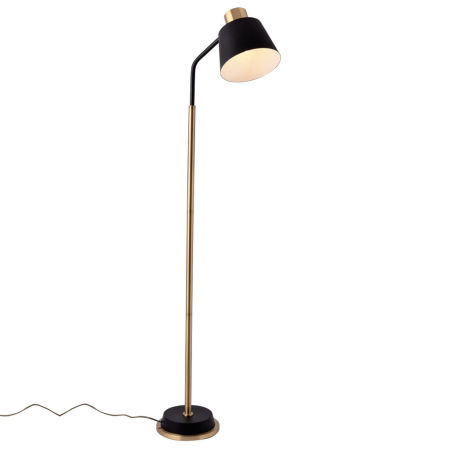 Czarno-mosiężna lampa podłogowa, stojąca ARDINI, designerska, glamour