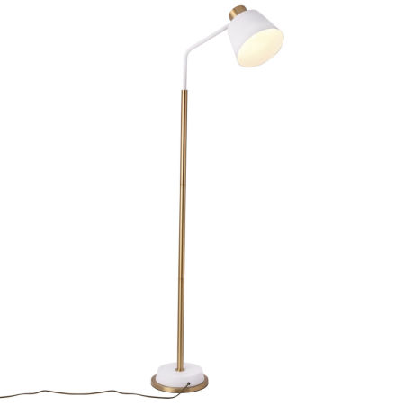 Biało-mosiężna lampa podłogowa, elegancka ARDINI, metalowa
