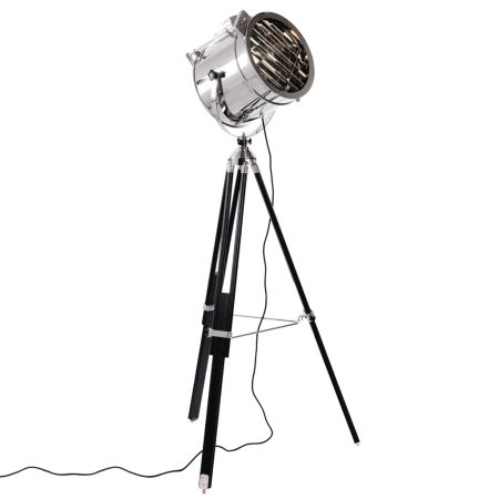 Designerska lampa FUTURIS chromowana z czarnymi nóżkami, nowoczesny kształt