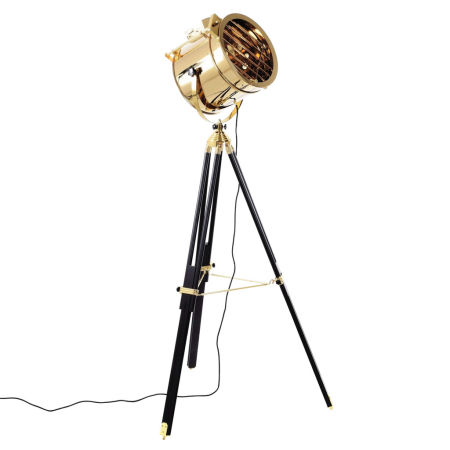 Nowoczesna złota lampa podłogowa FUTURIS czarne nóżki, styl glamour