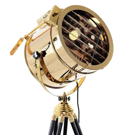 Nowoczesna złota lampa podłogowa FUTURIS czarne nóżki, styl glamour