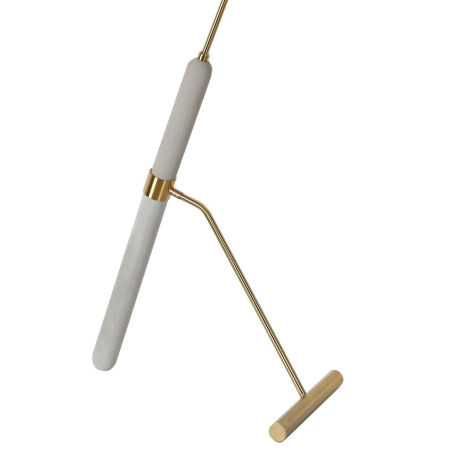 Lampa podłogowa w kolorze mosiądzu z okrągłym kloszem GRANINO