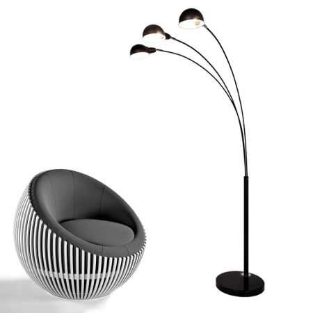 Nowoczesna czarna lampa podłogowa WALLSCOT trójramienna metalowa