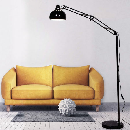 Lampa stojąca podłogowa grafitowa/czarna RIGORRIA regulowana metalowa modna