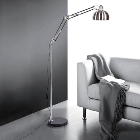 Lampa podłogowa chrom srebrna stojąca RIGORRIA metalowa regulowana