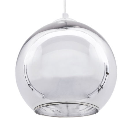 Szklana chromowana lampa wisząca LOBOS kula nowoczesna