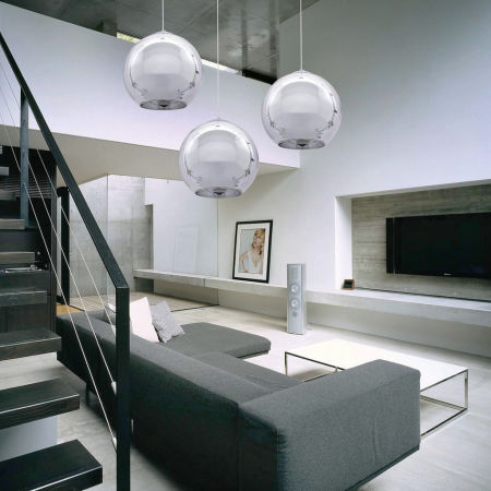 Szklana chromowana lampa wisząca LOBOS kula nowoczesna