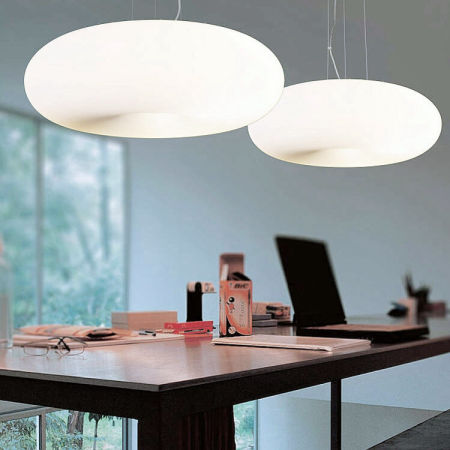 Lampa wisząca biała BIANTE szklana oprawa gładka okrągła