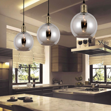 Lampa wisząca loftowa ZAGALLO przydymiony klosz szklana kula