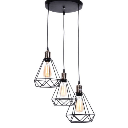 Minimalistyczna lampa wisząca COBI W3 czarna druciany diament loft