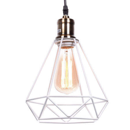 Lampa druciana biała wisząca diament COBI minimalistyczna