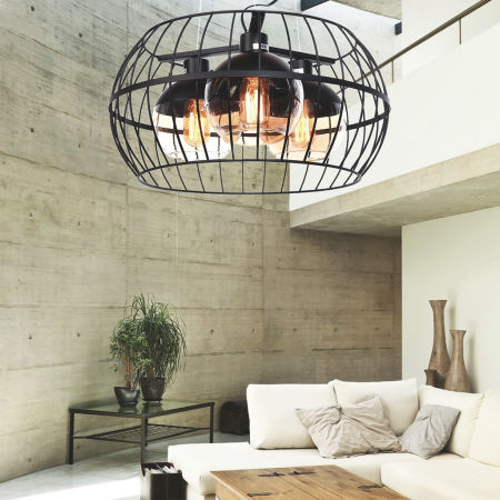 Potrójna lampa druciana wisząca czarna siatka OPTIS loftowa industrialna